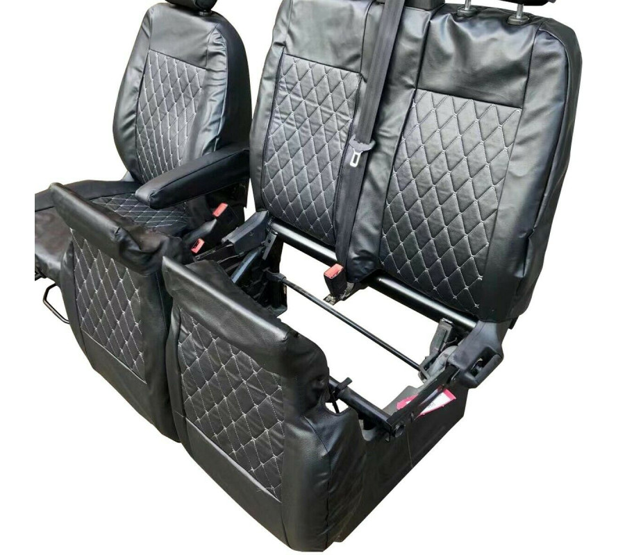 Ford Transit Custom 2013ON Tailored Diamond Quilted Leather Seat Covers